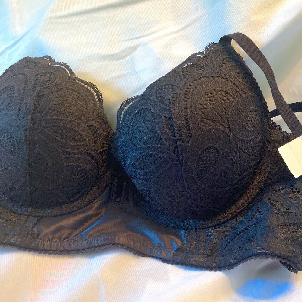 NWT Black Lace Padded Bra  34B